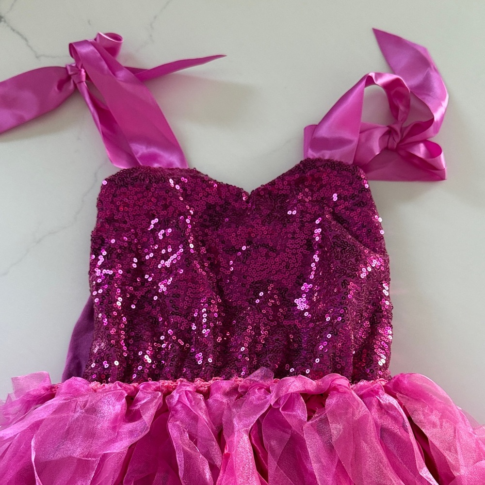Pink Sequin and Ruffle Dress - Picture 2 of 4